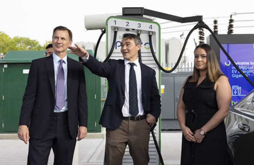The Chancellor opens an EV charging hub at the NEC campus in Birmingham. 