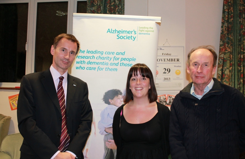 Jeremy Hunt MP for South West Surrey, Becky Jarvis Operations Manager for Alzhei