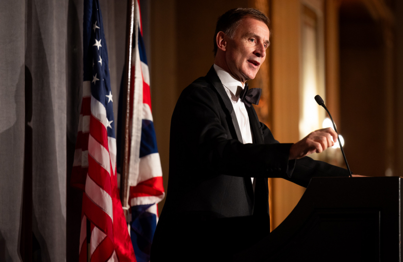 Chancellor Jeremy Hunt speaking in San Francisco.