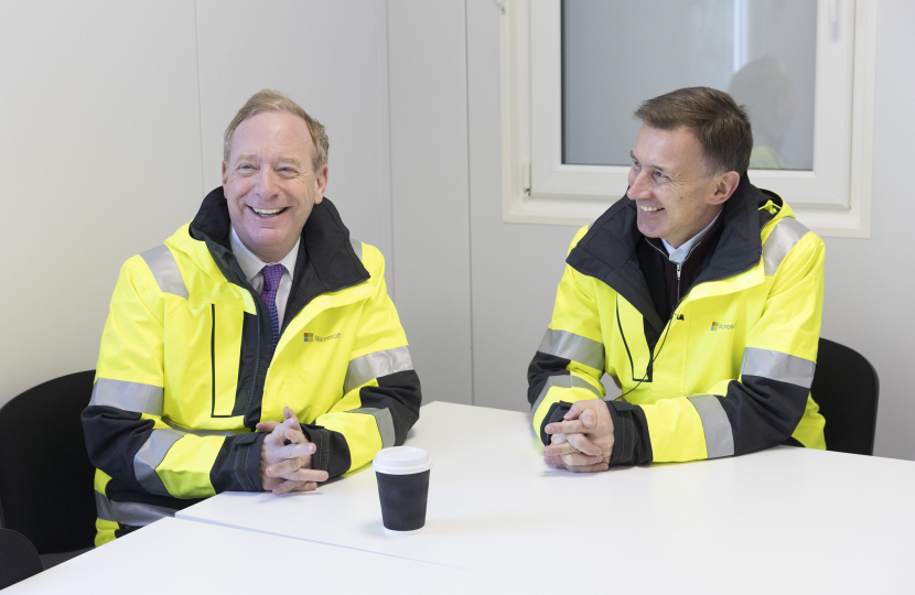 Chancellor Jeremy Hunt visits Microsoft's West London Data Centre construction site.