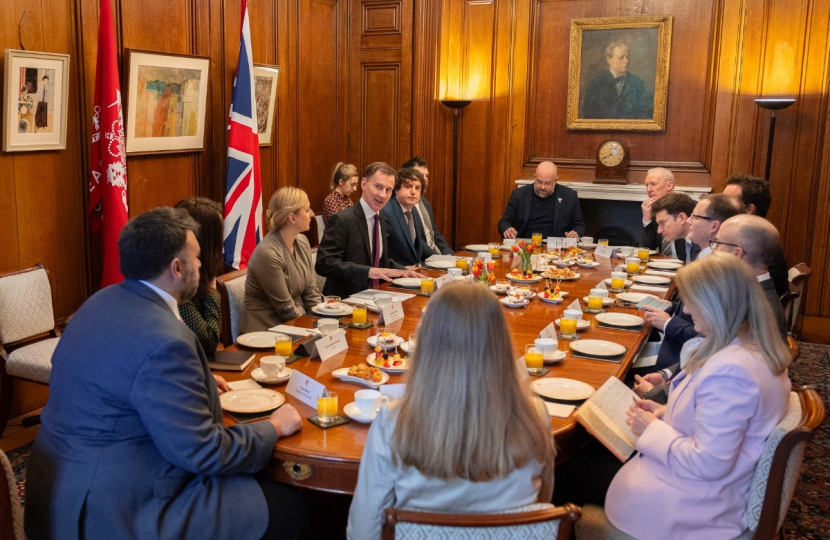 The Chancellor of the Exchequer meets with business leaders to discuss investment opportunities to grow our economy.