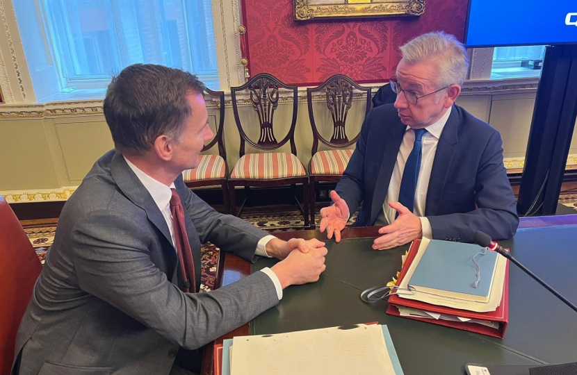 Jeremy Hunt MP meets with Michael Gove MP to discuss progress made by recent updates to the on the National Planning Policy Framework.