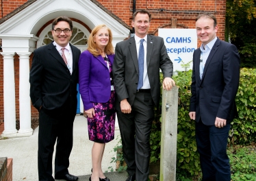 (Left to right) Dr Phil Ferrerira-Lay, Clinical Lead and CAMHS Consultant; Linda McQuaid, Director of Children and Young People’s Services; Jeremy Hunt MP South West Surrey and Dr Justin Wilson, Co-Medical Director